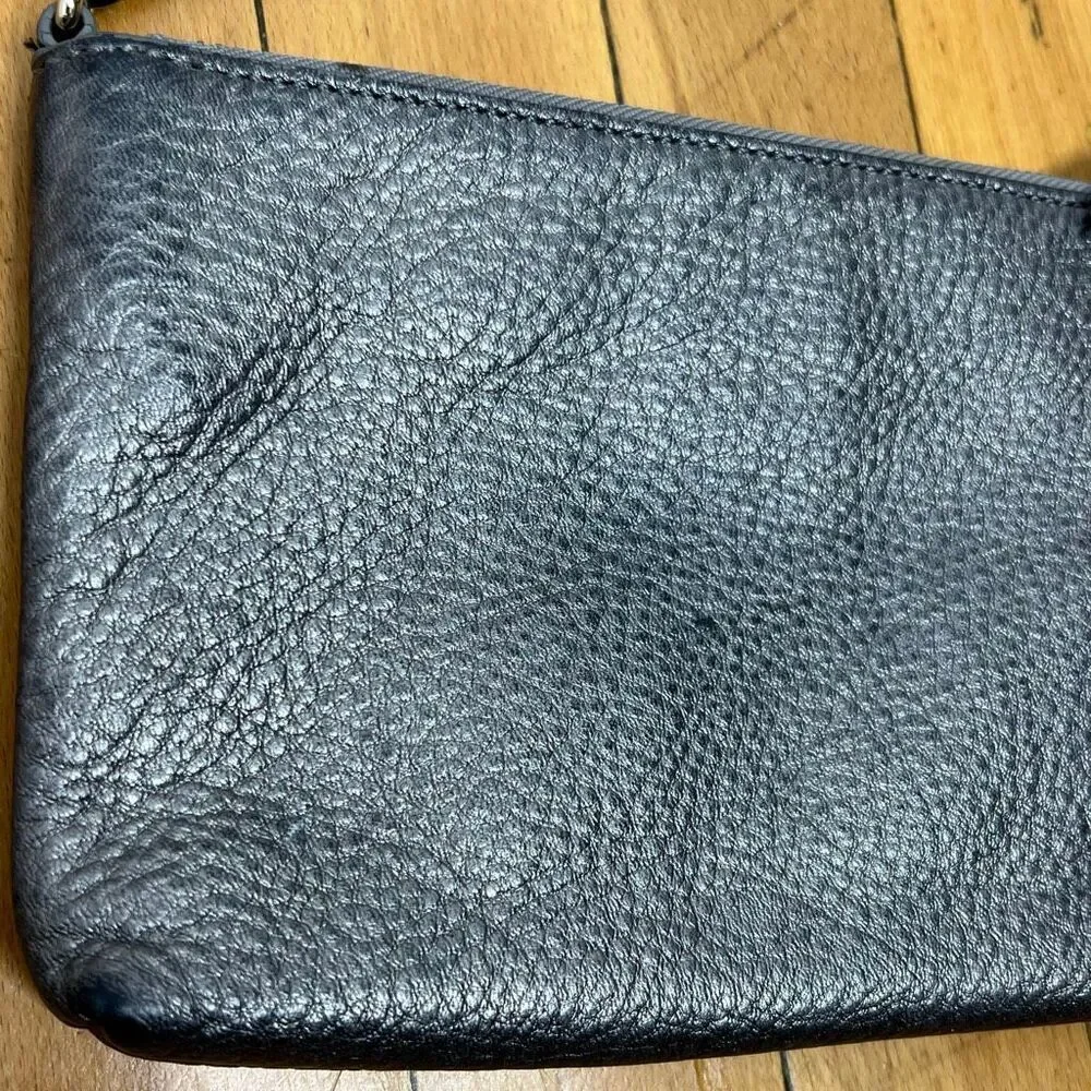 Cole Haan Gun Metal Small Crossbody Purse, Adjustable Buckle Long Strap Metallic